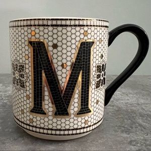 Anthropologie Bistro Margot M Monogram Mosaic Mug